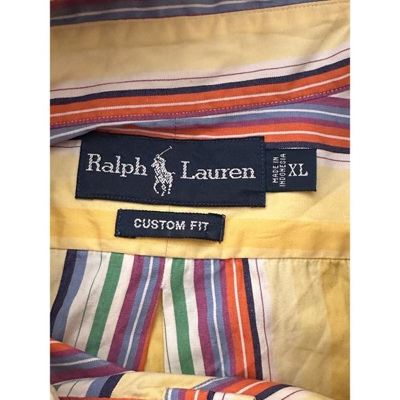 Ralph Lauren Shirt Mens XL Yellow Colorful Stripe‎ Long Sleeve - Picture 5 of 6